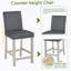 Ensemble de table 5 pièces à hauteur de comptoir, ensemble de table de cuisine en bois avec table carrée et 4 chaises rembourrées, ensemble de table de salle à manger à hauteur de comptoir avec décoration en cristal et ensemble de chaises, gris argenté