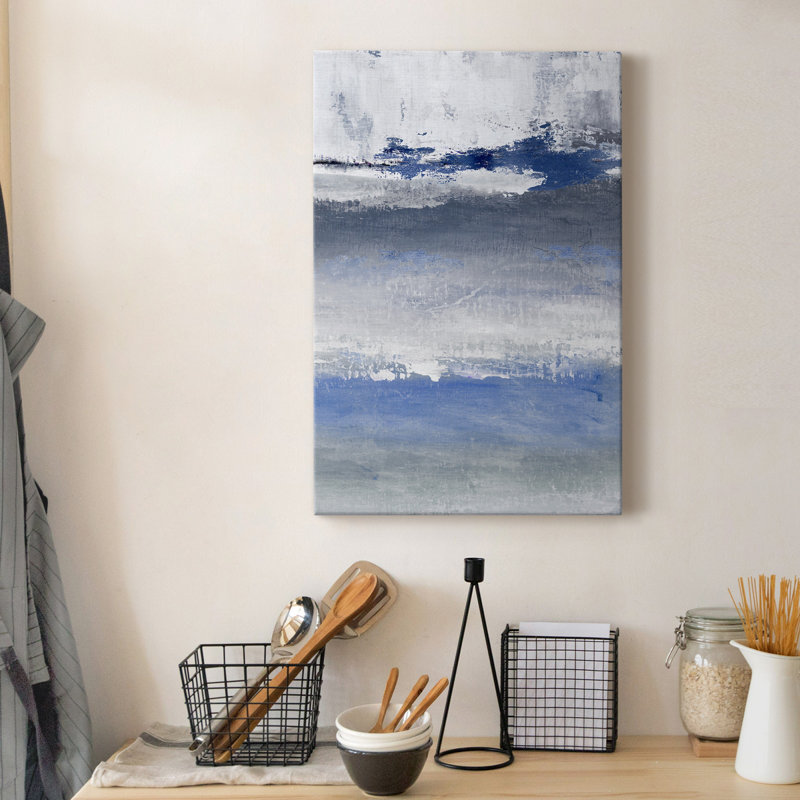 «Soft Solace Indigo», peinture sur toile tendue, H 27 po x l 18 po x P 1 po