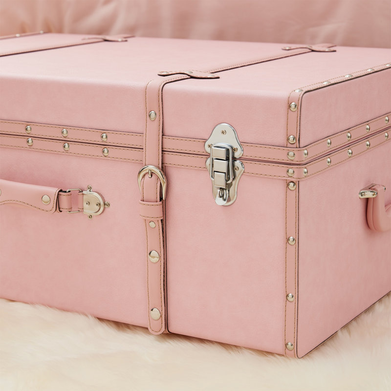 Coffre à pieds texturé avec rangement, Rose paradisiaque