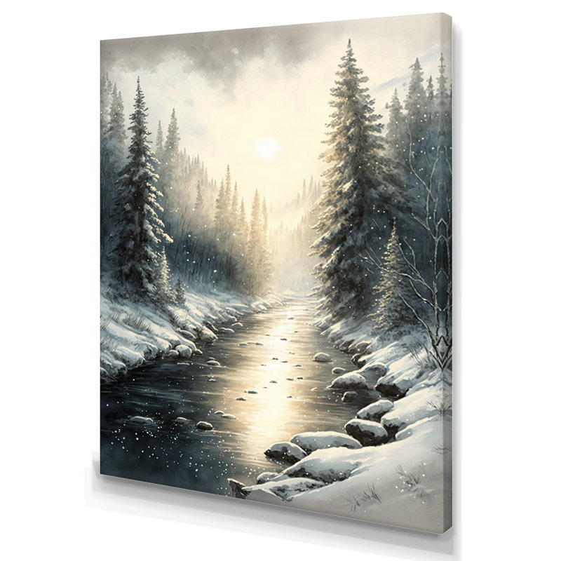 «Sunlight Reflecting the Snow Forest River I», reproduction sur toile, H 44 po x l 34 po x P 1,5 po, Toile tendue