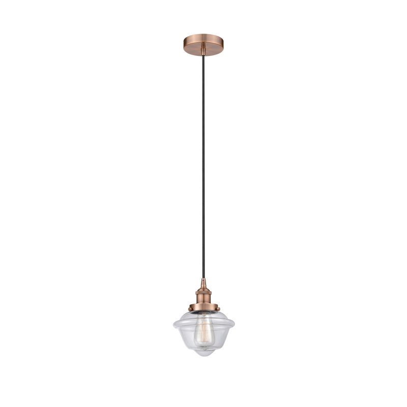 Luminaire suspendu 1 lumière Calliope, Transparent, Cuivre