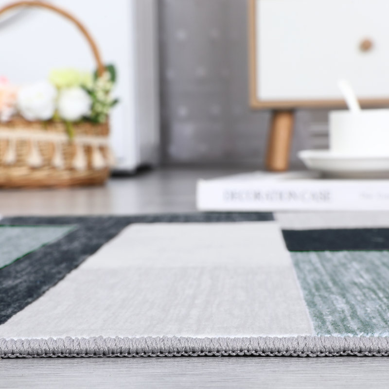 Tapis géométrique lavable à motif géométrique antidérapant, Rectangle 5 pi x 7 pi