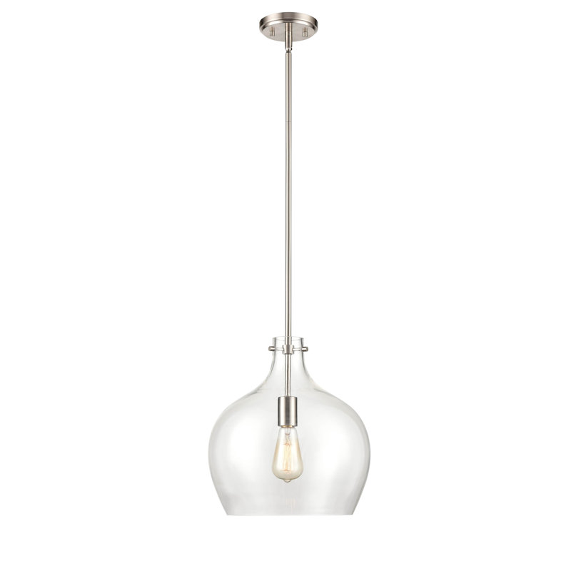 Luminaire suspendu en forme de dôme à 1 lumière Hageman, Nickel brossé