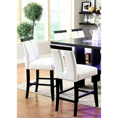 Sièges noirs et blancs, bois massif, dossier fendu, mobilier de cuisine contemporain de 2 chaises de salle à manger, revêtement, moderne