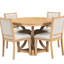 Table de salle à manger 5 pièces avec table ronde extensible et 4 chaises rembourrées Retro