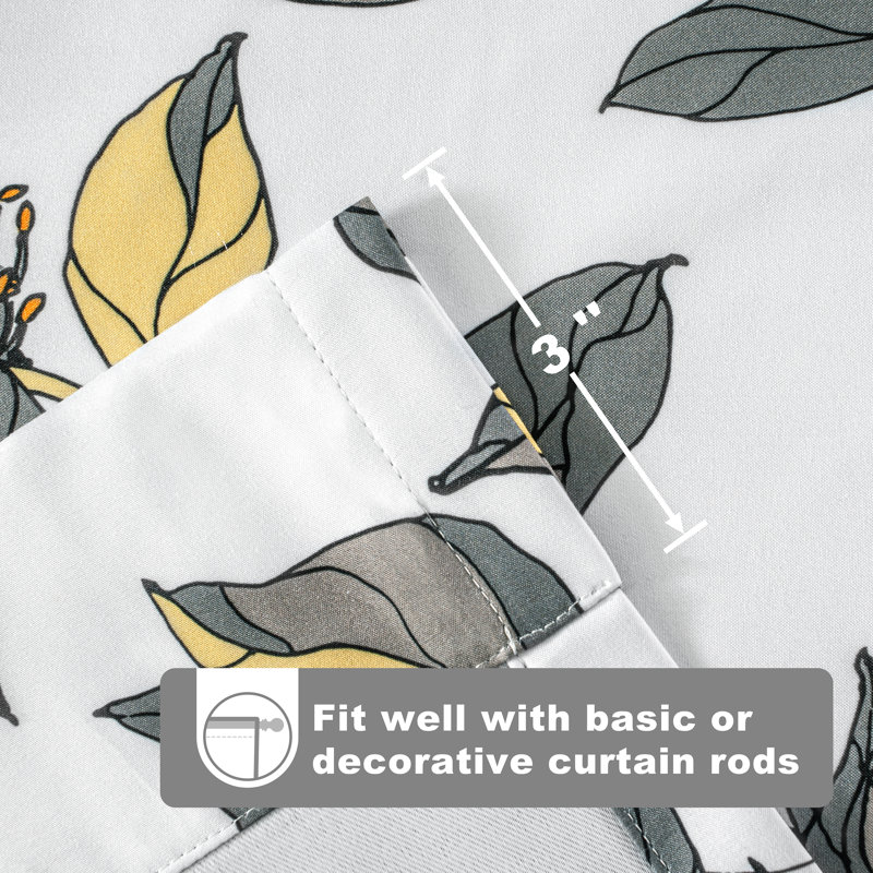 Abdouallah Blackout Curtain Single Panel, 31" W x 47" L, Yellow/Gray