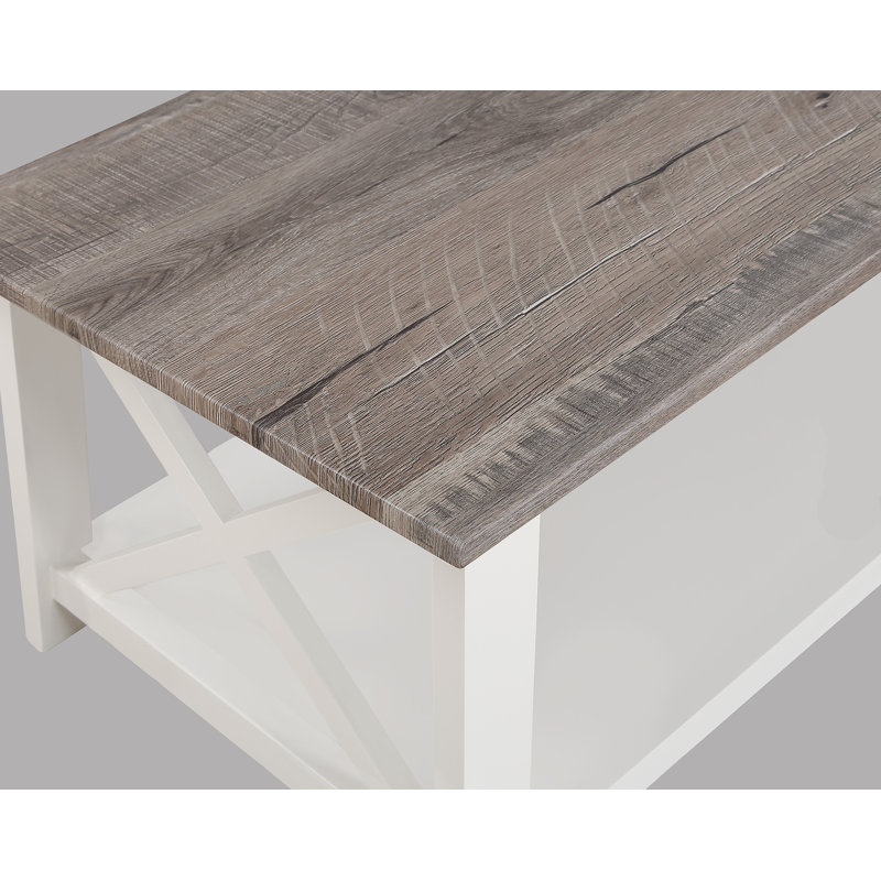 3-Piece Set Table, Top Cocktail Rectangular Coffee Table and Two Matching Square End Tables for Living Room