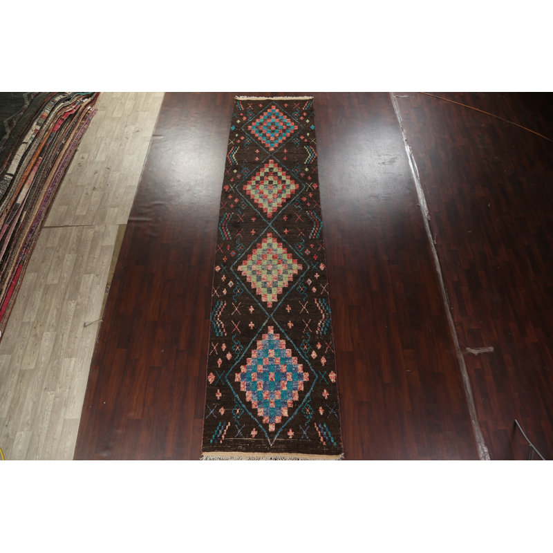 One-of-a-Kind 4'1" X 16'8" New Age Runner Wool Area Rug in Brown
