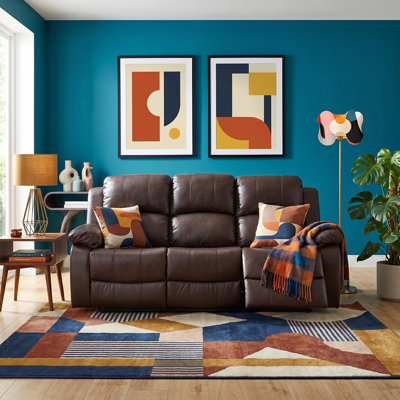 Luxe Brown Vegan Leather Manual Recling Sofa