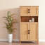 Armoire de rangement Mid-Century moderne à 4 portes avec portes en rotin tissé et tablettes réglables - parfaite pour le salon et la salle à manger