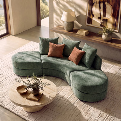 David 101"W Modern 3-Piece Boucle Curved Modular Sectional Sofa