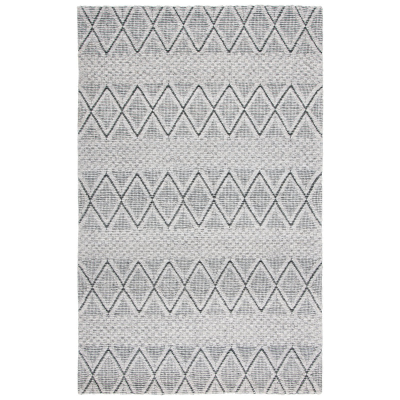 Tapis géométrique en laine et en coton tissé à la main avec latex Marbella, Rectangle 5 pi x 8 pi