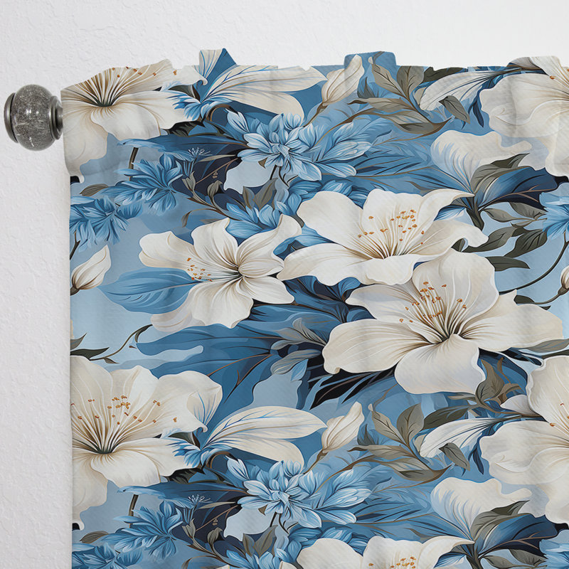 Motif tropical azure azur - Rideau floral - Rideau floral obscurcissant - 1 panneau, L 52 po x L 120 po