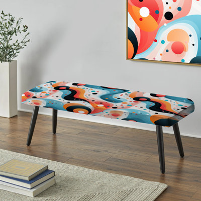 Banc rembourré noir Mid-Century