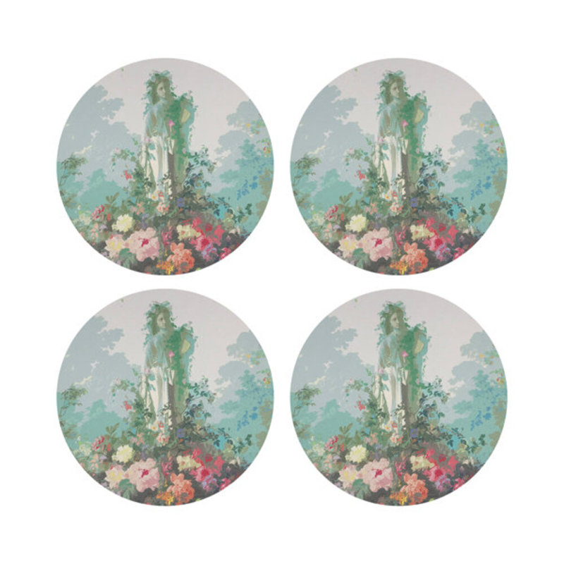 Jardin Defosse Chantilly Vegan Leather Round Coasters