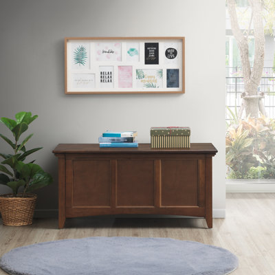 Coffre de rangement rustique brun de 39 po avec couvercle à charnières et intérieur spacieux