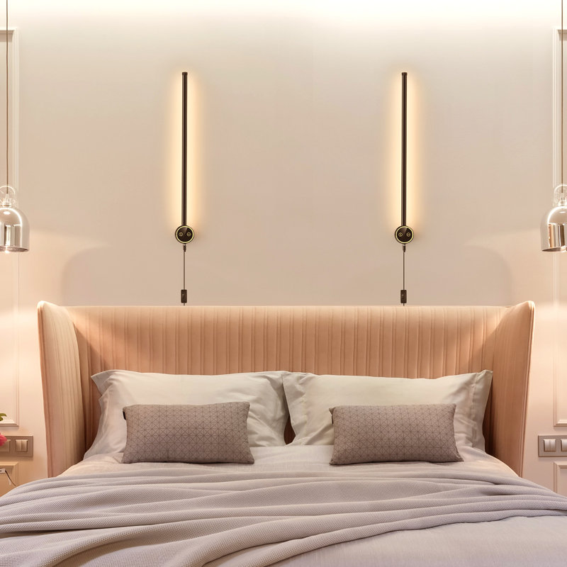 Appliques murales à DEL avec luminaires Harrower, Noir, H 38,9 po x l 2,4 po x P 2,9 po