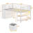 Twin Metal Loft Bed with LED Lights, Low Loft Bed Frame with 6 Storage Drawers,Open Storage Shelves,15" H Guard Rail-678042627