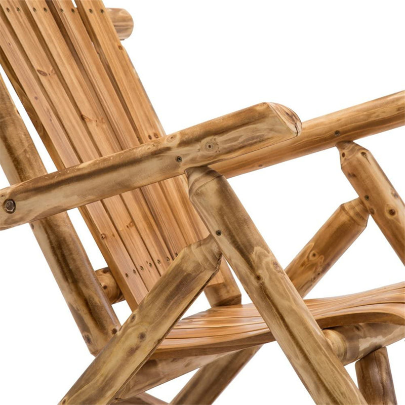 Chaise berçante d'extérieur en bois Remigio Rustic Log Rocker