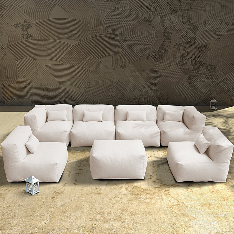 Jermya 6 - Person Modular Patio Conversation Set, Light Beige