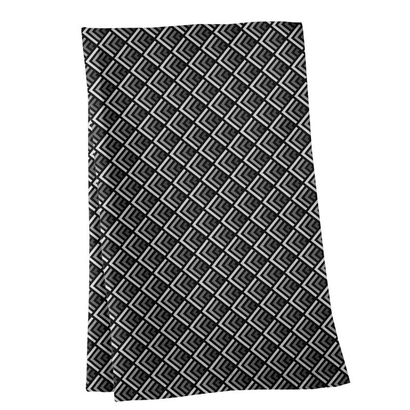 Torchon à motif géométrique inversé, Polyester sergé, gris