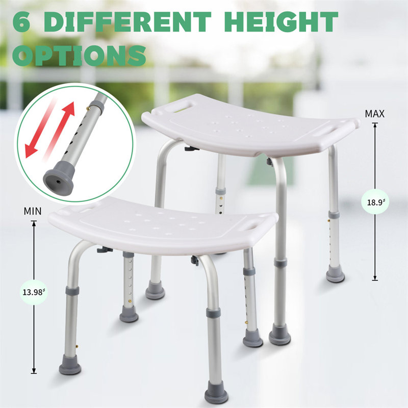 Chaise de douche réglable antidérapante avec pieds d'aspiration pour adultes et personnes âgées