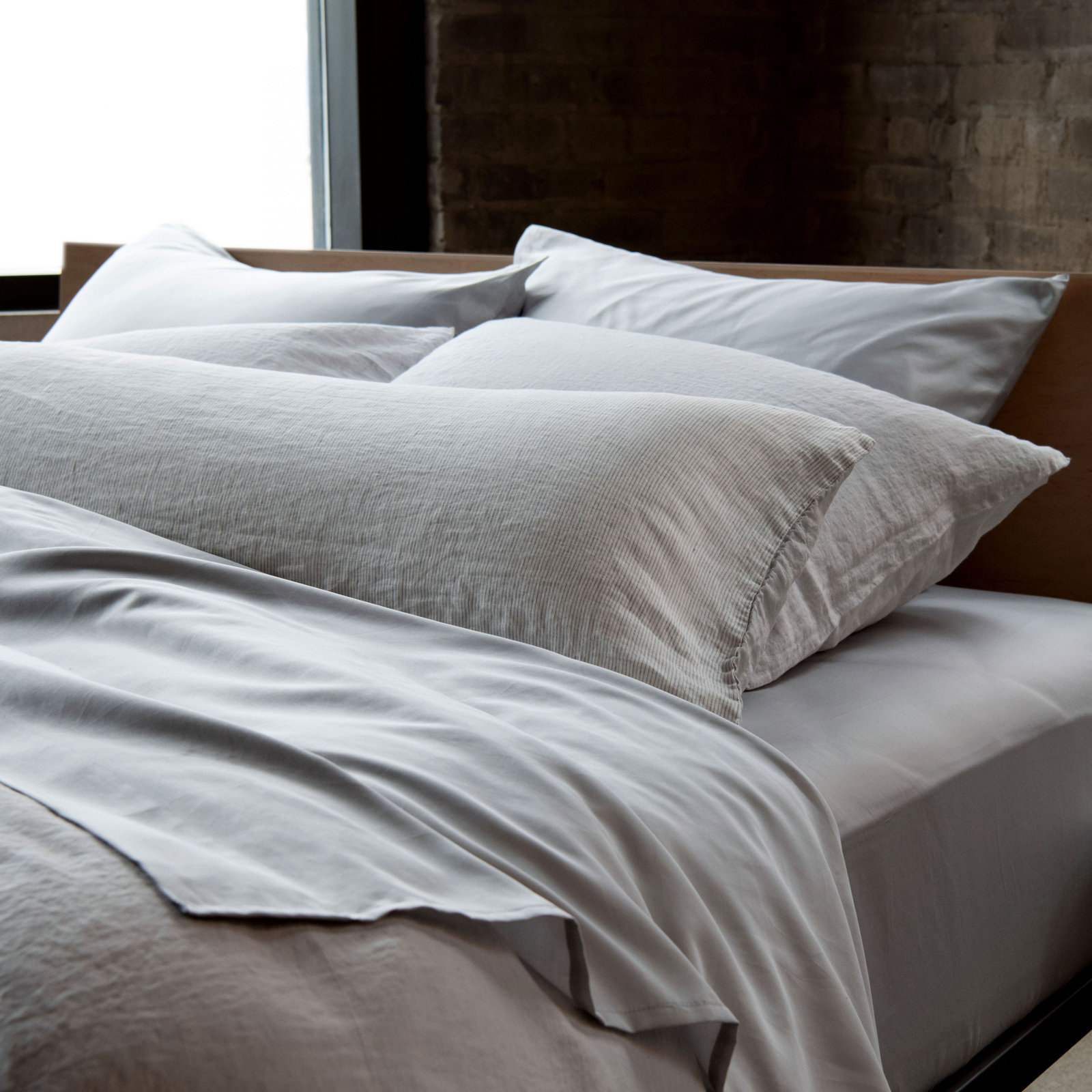 Linen Pillowcase, Pebble Heather, King Pillowcase