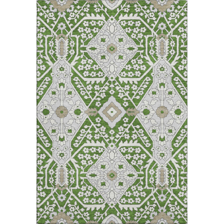 Premium Machine Washable Elaine Green Rug
