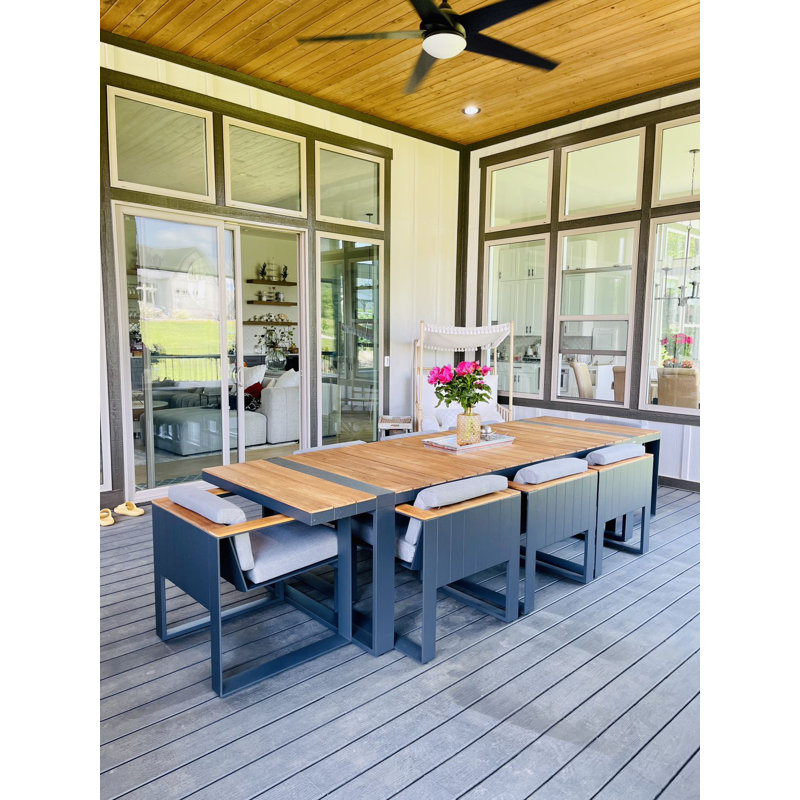 Cambusa Outdoor 9 - Piece Teak Dining Set with Cushions