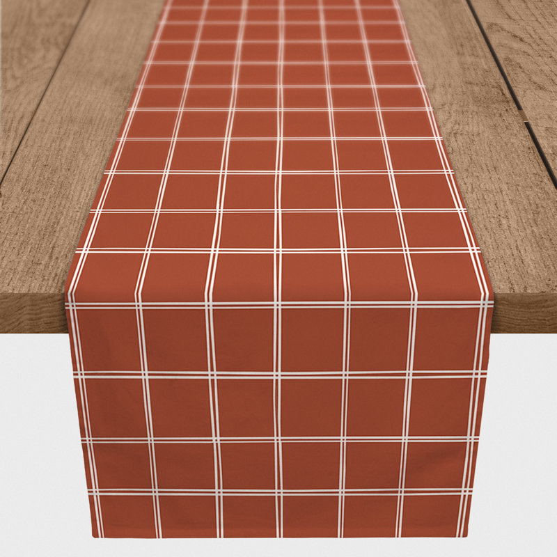 Chemin de table roughhexagon Askerby, Rouille, 72 po x 16 po, Tissu écossais mineur dessiné à la main