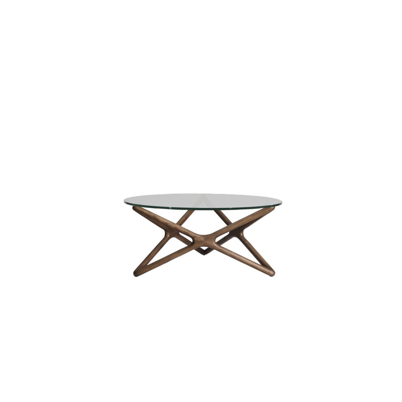 Table basse Quasar avec plateau en verre et frêne teint, Noir, noir, noir, noir