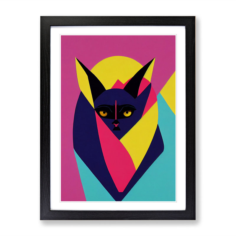 Bat Pop - Single Picture Frame Print, 34cm H x 25cm W x 2cm D, Walnut Framed