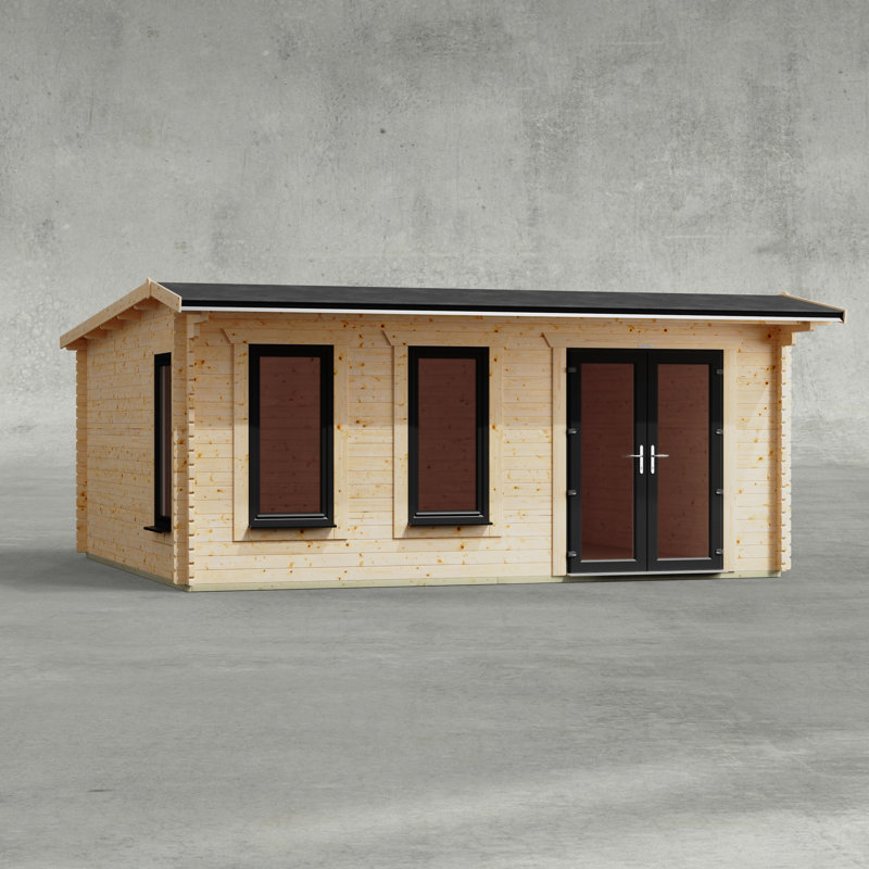 Powersheds 18 x 16ft Apex Log Cabin, Doors to the Right - 44mm
