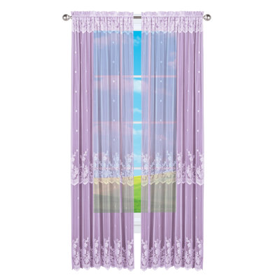Vintage Rose Lace Sheer Window Curtain Panel