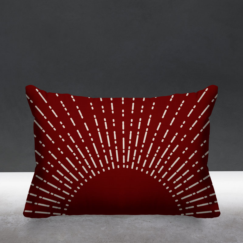 Abstract Outdoor Reversible Throw Pillow, Red