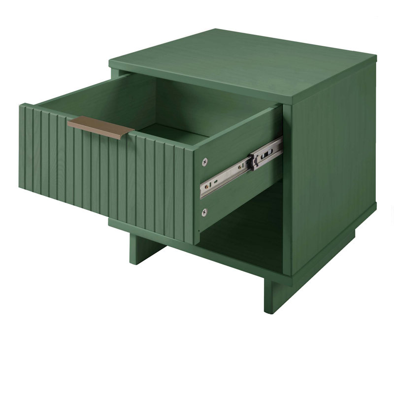 Granville 18" W Modern 1-Drawer Solid Wood Nightstand in Sage Green, Sage Green