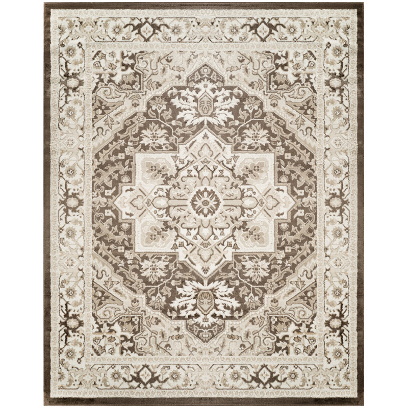 Tapis d'intérieur ivoire brun 7 pi 10 po x 9 pi 10 po Lafever, Rectangle 7 pi 10 po x 9 pi 10 po