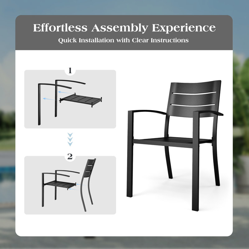 Stacking Patio Dining Armchair, 4