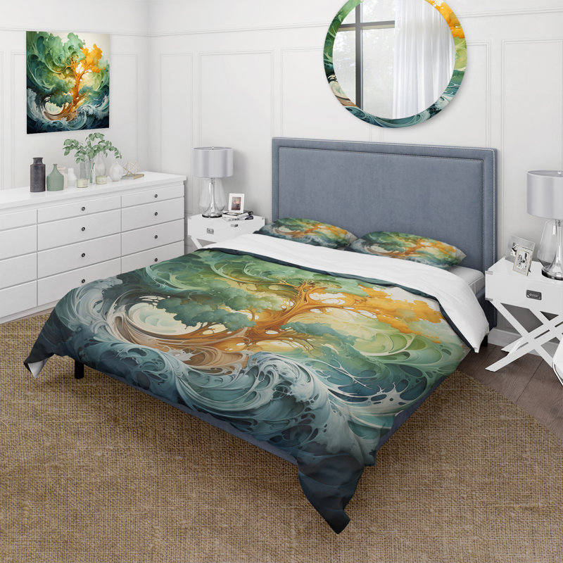 Ensemble de housse de couette Redwood Tree Symphony Of Green Orange Bedding