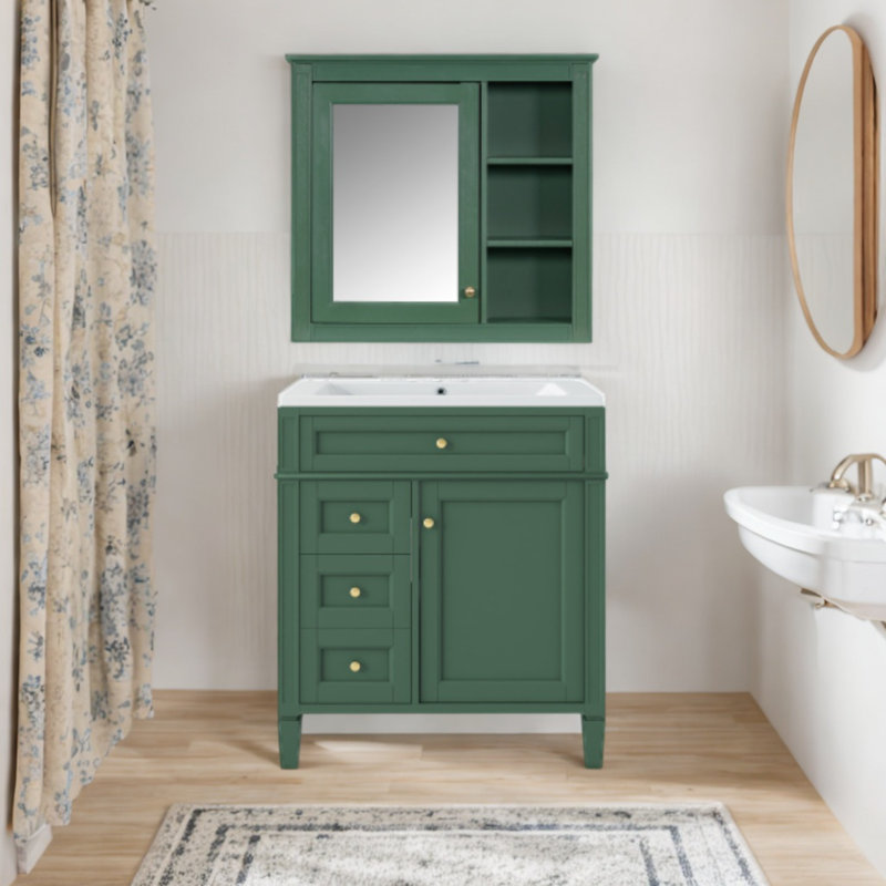 Ensemble de meuble-lavabo simple avec plateau Desmir, Vert