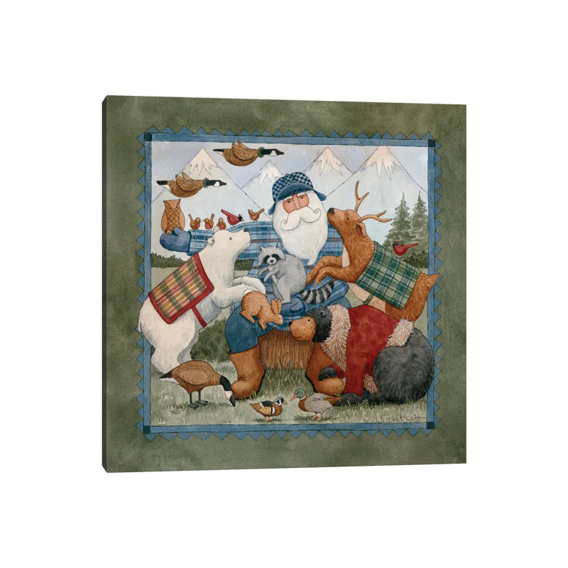 Woodland Santa by Teresa Kogut - Painting on Canvas, Wrapped Canvas, 30.48cm H x 30.48cm W x 1.91cm D