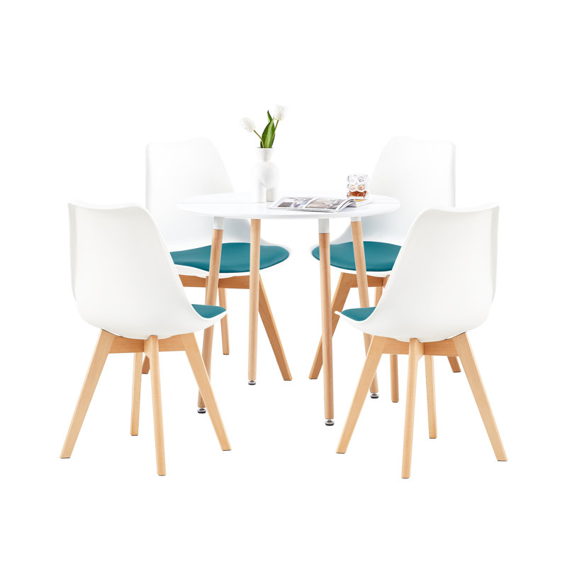 Theresa 4 -Person Dining Set, White/Green