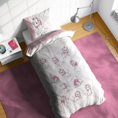 Disney Aristocats Marie 100% Cotton Single Duvet Cover Set - White Kitty Bedding Includes 50 x 70 cm Pillowcase