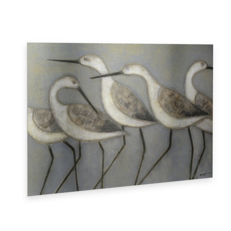 Art flottant en aluminium brossé Norman Wyatt «Shore Birds I»