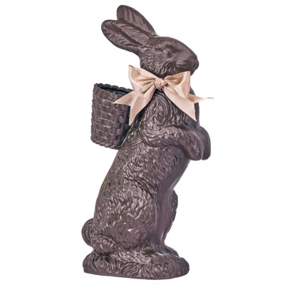 Resin Chocolate Standing Bunny With Basket 35"