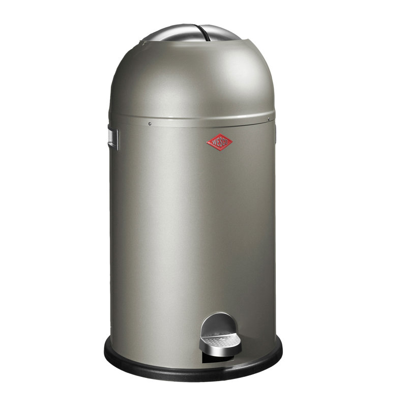 Step On Kitchen Trash Can, 69cm H x 37.5cm W x 37.5cm D, Nickel Silver, 33 L