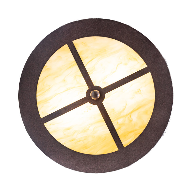2 - Light Flush Mount, Distressed Rust