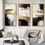 3 pièces sur toile - Dimensions horizontales abstrait doré noir VI-556903396-556903398