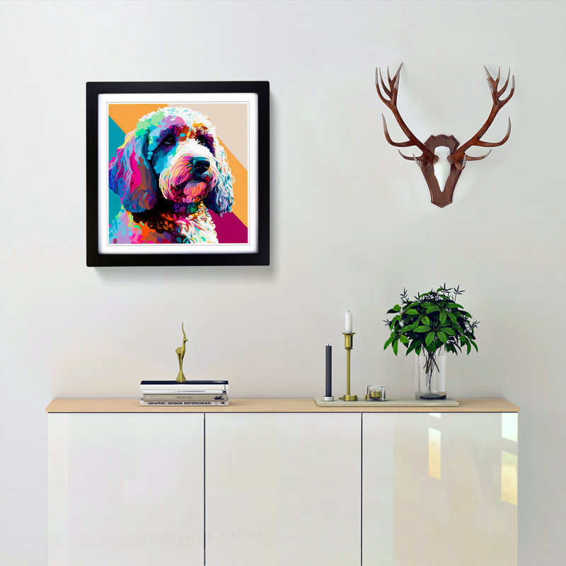 Cockapoo Fauvism - Single Picture Frame Print on Wood, Black