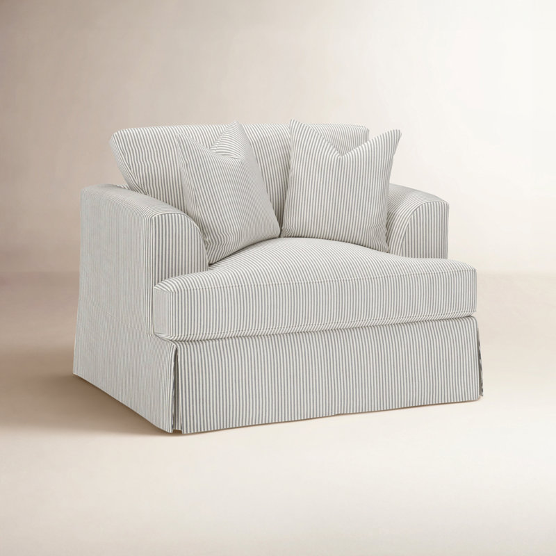 Lucia Slipcovered Armchair, Cruise Adrift Striped Basketweave